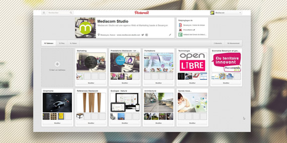 la page Pinterest de Mediacom Studio